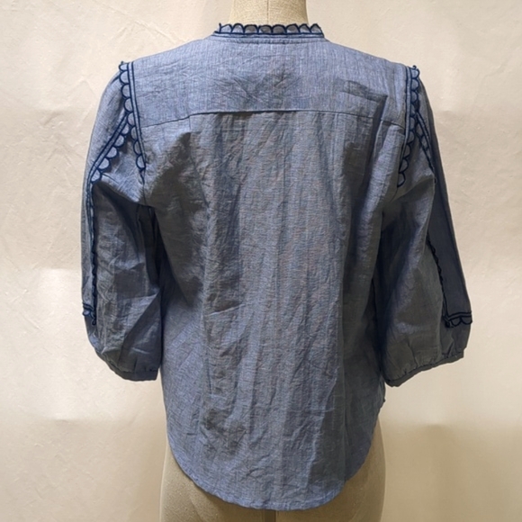 Ann Taylor NWT Chambray Popover with Scallop Trim Size MP - Picture 9 of 12